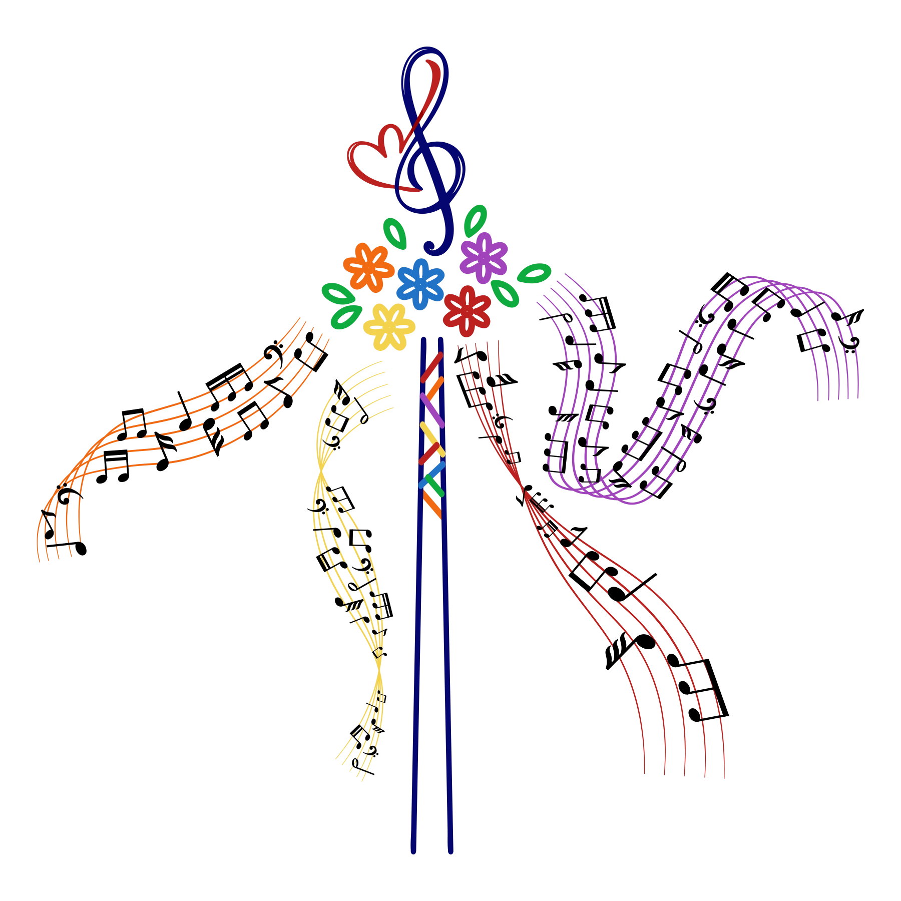 Maypole illustration with music notes